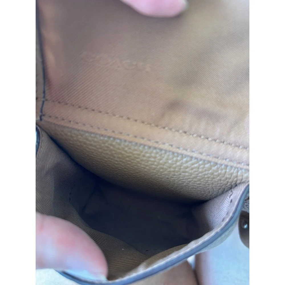 Coach Backpack Brown Pebbled Leather Turnlock F37582 Rucksack Travel Work